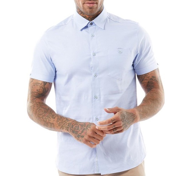 Ted Baker NWT Mens Yesso Oxford Shirt Short Sleeve in Blue size 1 / XS - Picture 2 of 7